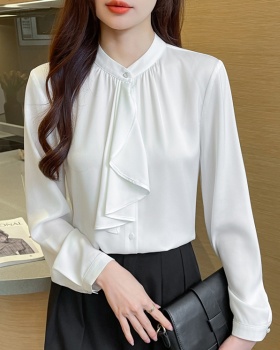 Streamer collar white France style commuting shirt