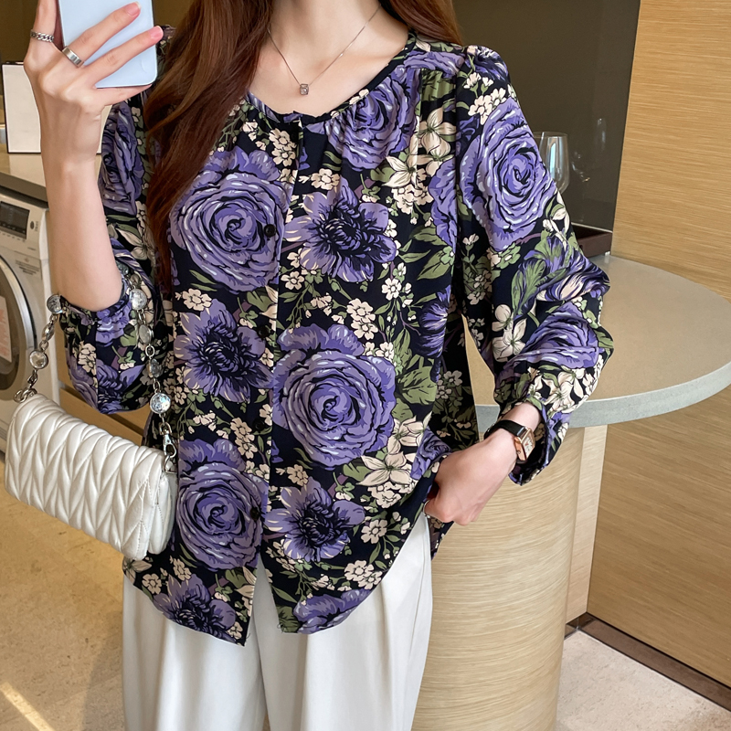 Cover belly round neck slim small shirt large yard loose tops