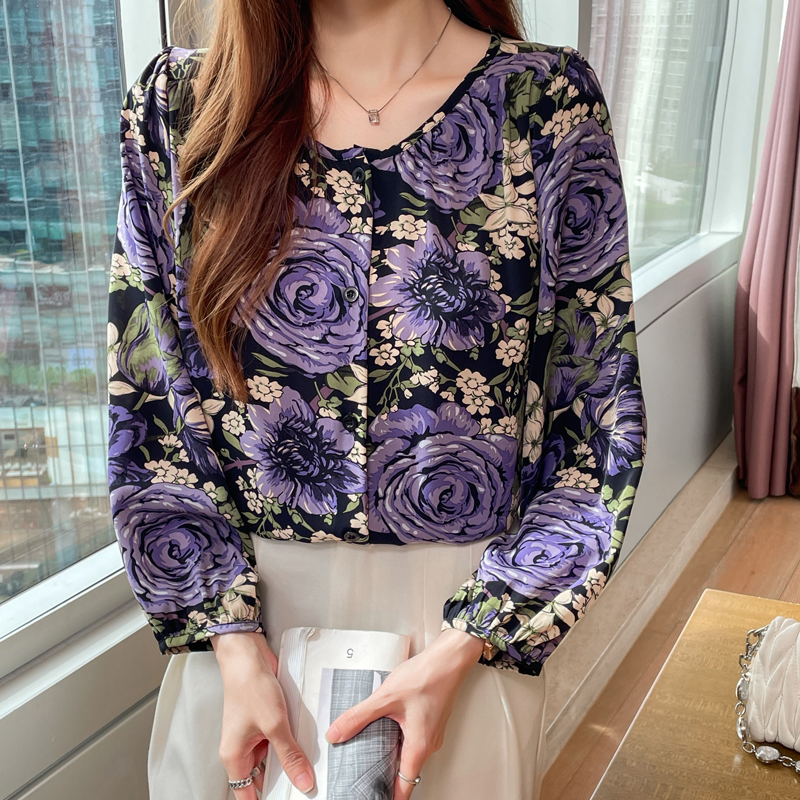 Cover belly round neck slim small shirt large yard loose tops