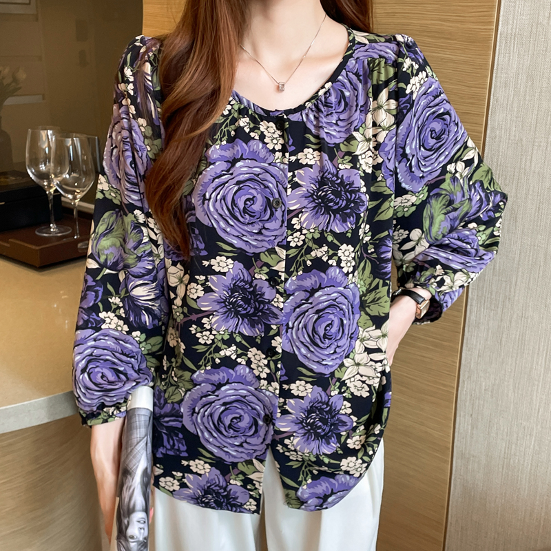 Cover belly round neck slim small shirt large yard loose tops