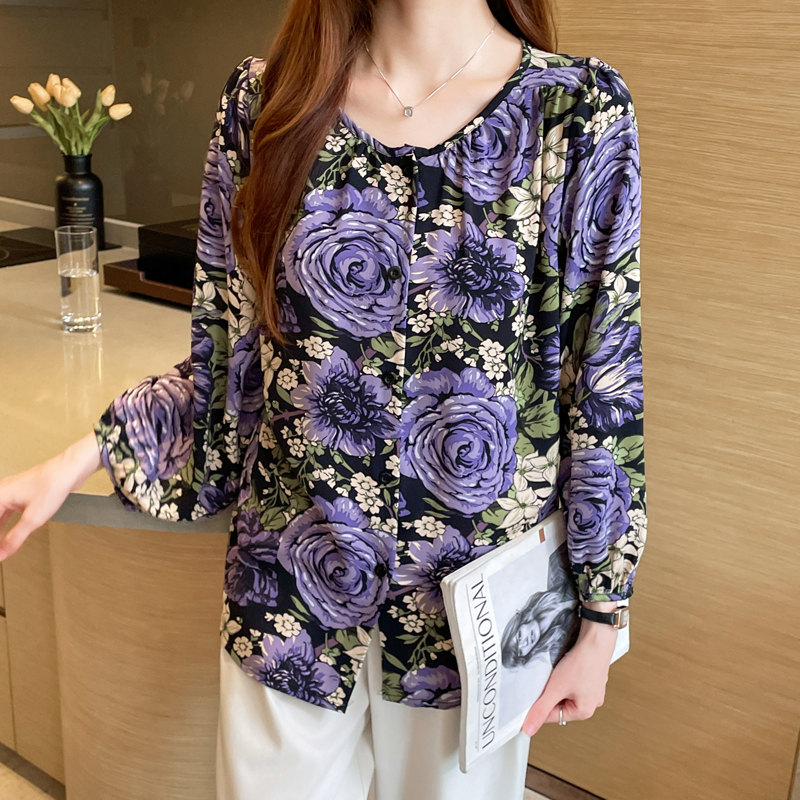 Cover belly round neck slim small shirt large yard loose tops
