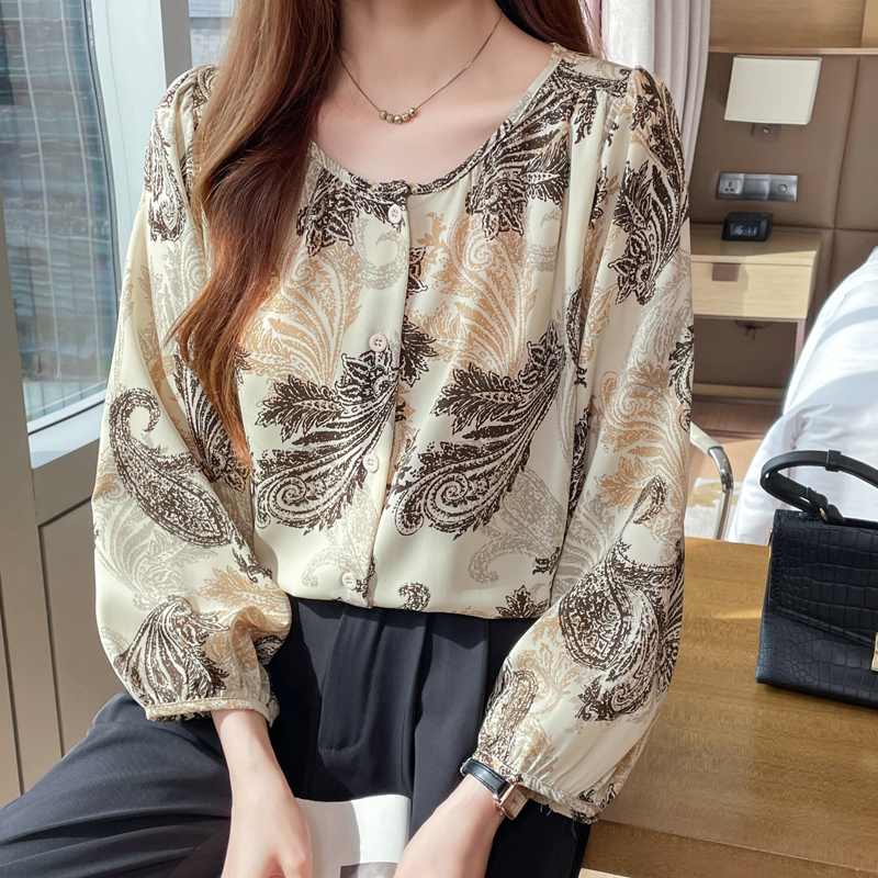 Long sleeve summer chiffon shirt fat sister tops