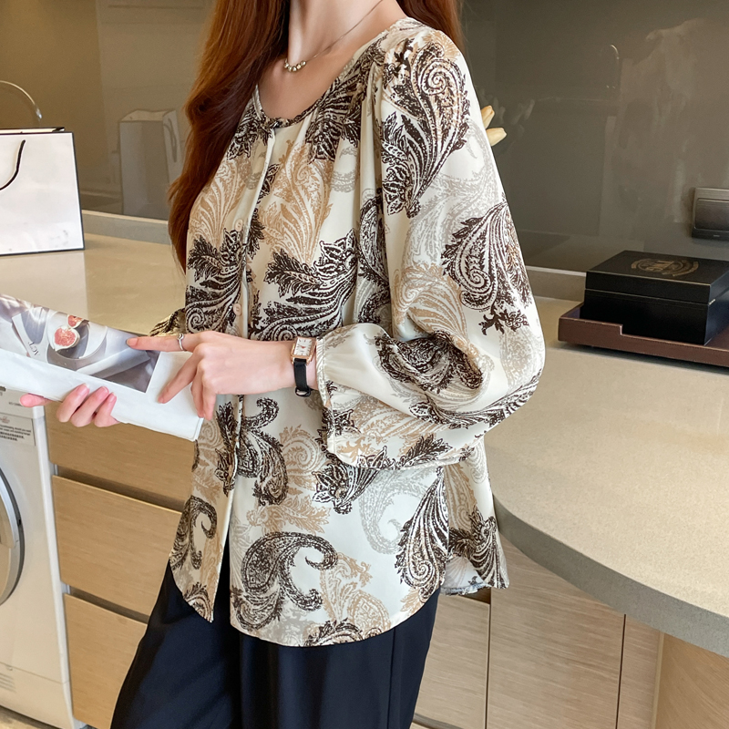Long sleeve summer chiffon shirt fat sister tops