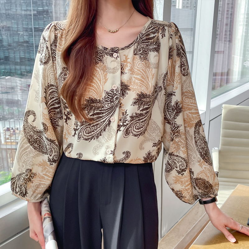 Long sleeve summer chiffon shirt fat sister tops