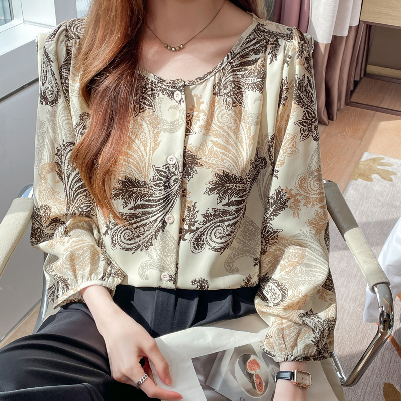 Long sleeve summer chiffon shirt fat sister tops