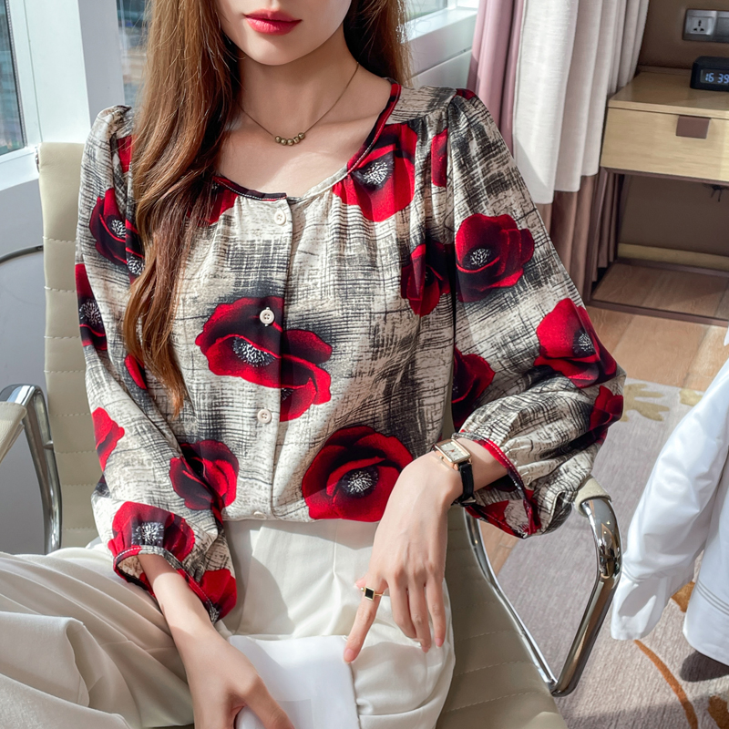 Large yard loose tops autumn chiffon shirt for women