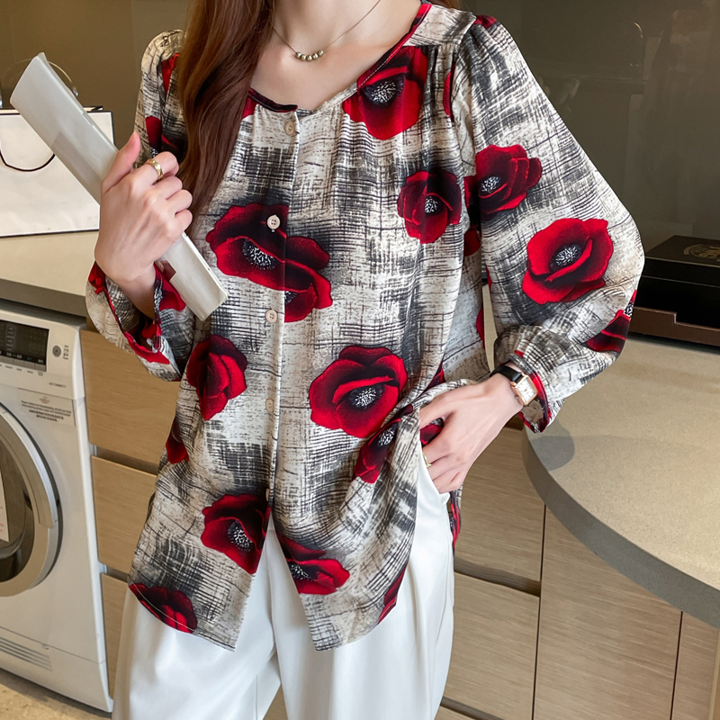 Large yard loose tops autumn chiffon shirt for women