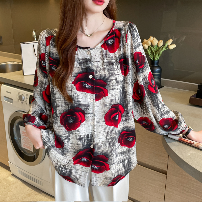 Large yard loose tops autumn chiffon shirt for women