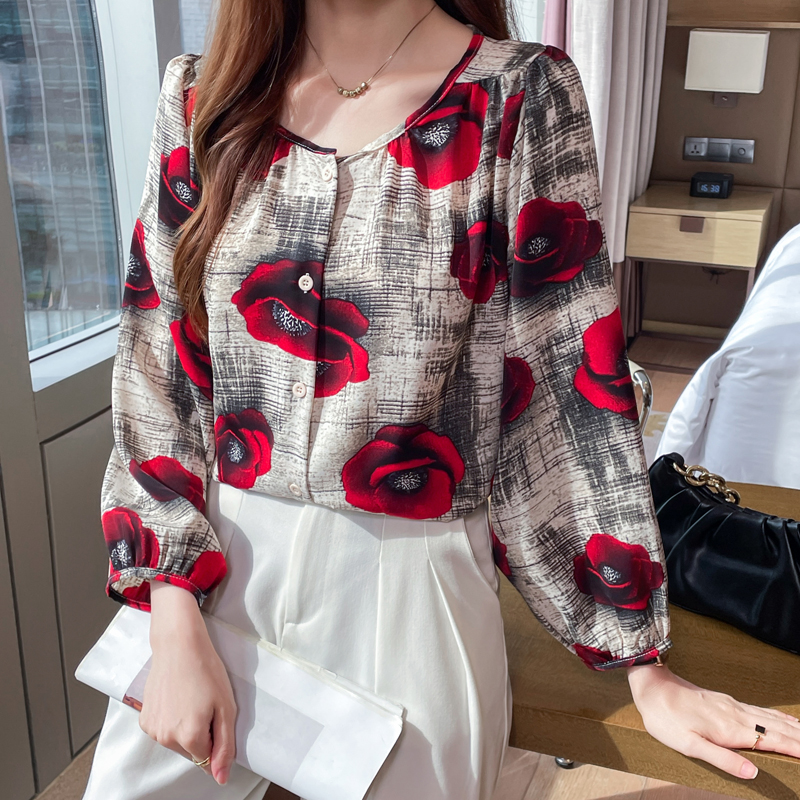 Large yard loose tops autumn chiffon shirt for women