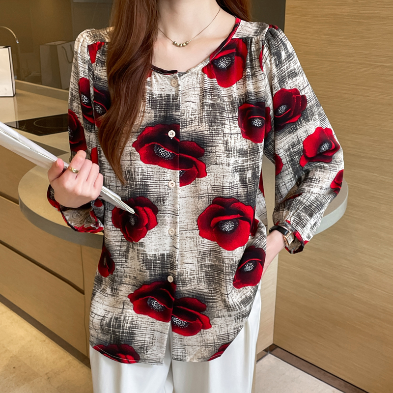 Large yard loose tops autumn chiffon shirt for women