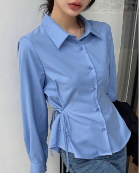 Pinched waist autumn frenum slim shirt