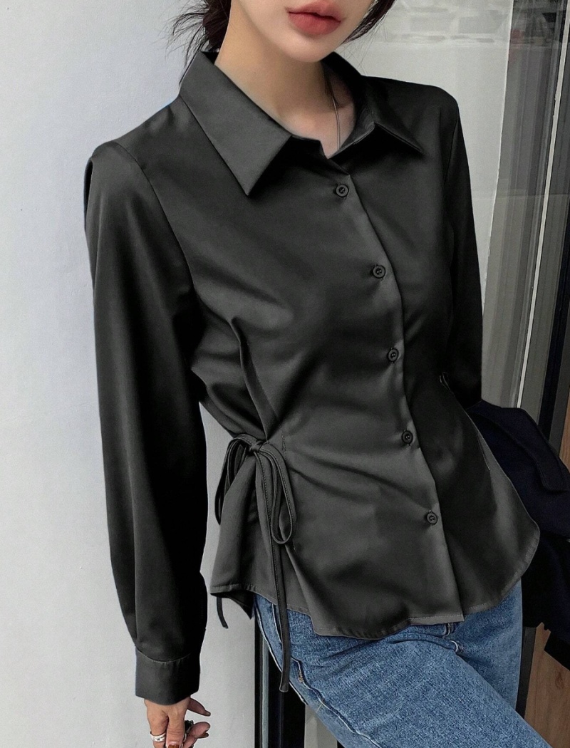 Pinched waist autumn frenum slim shirt