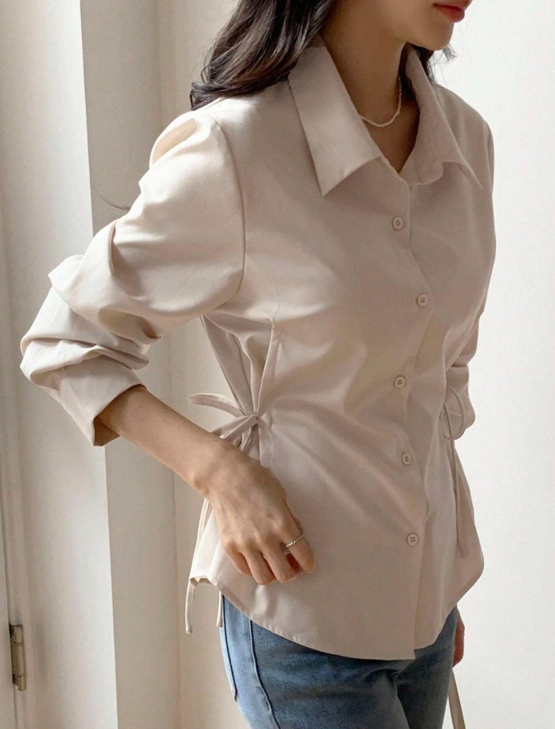 Pinched waist autumn frenum slim shirt