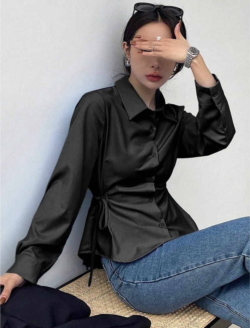 Pinched waist autumn frenum slim shirt