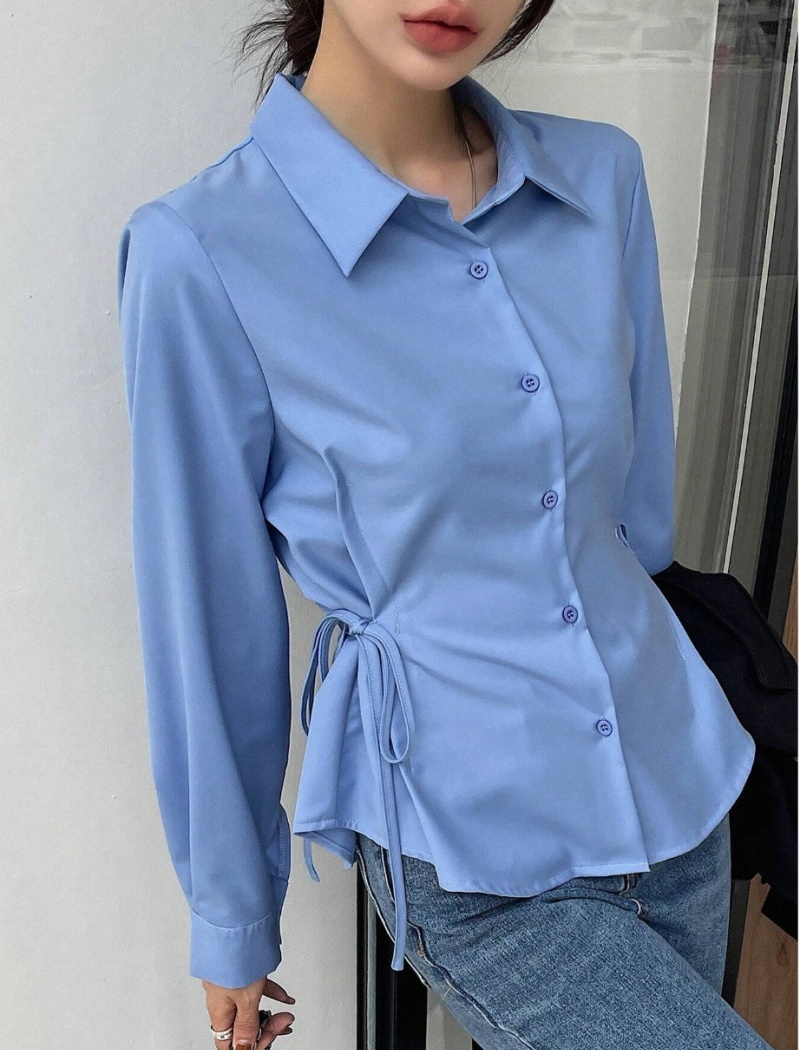 Pinched waist autumn frenum slim shirt