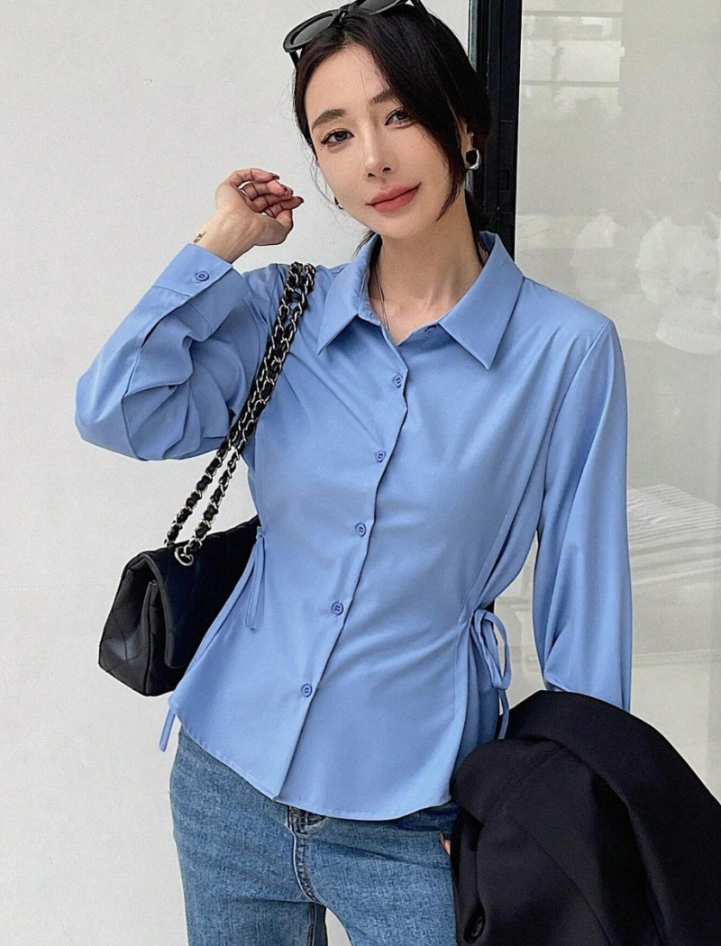 Pinched waist autumn frenum slim shirt