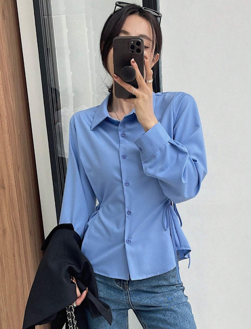 Pinched waist autumn frenum slim shirt