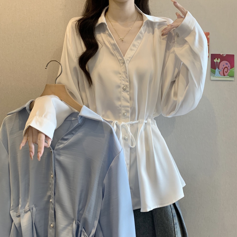 France style pinched waist shirt slim temperament tops