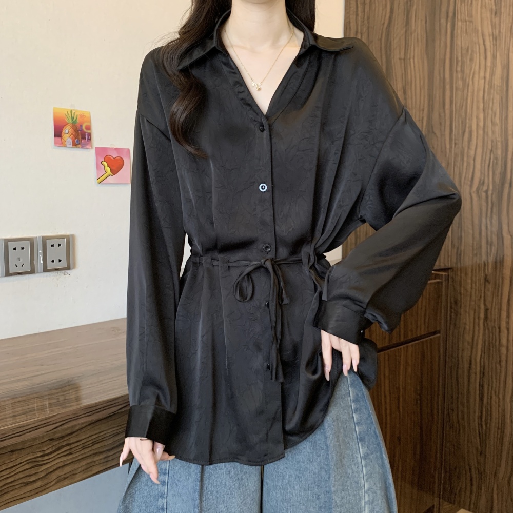 France style pinched waist shirt slim temperament tops