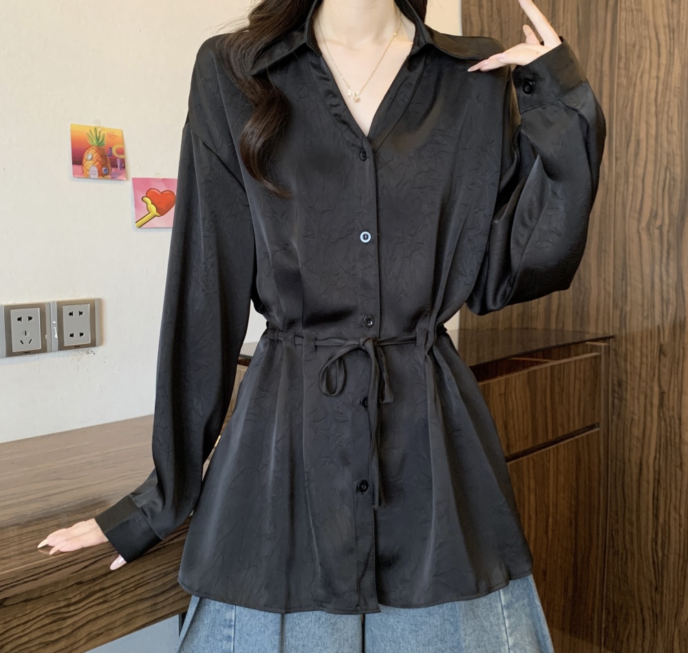 France style pinched waist shirt slim temperament tops