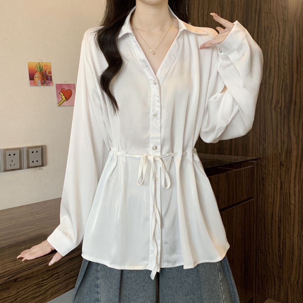 France style pinched waist shirt slim temperament tops