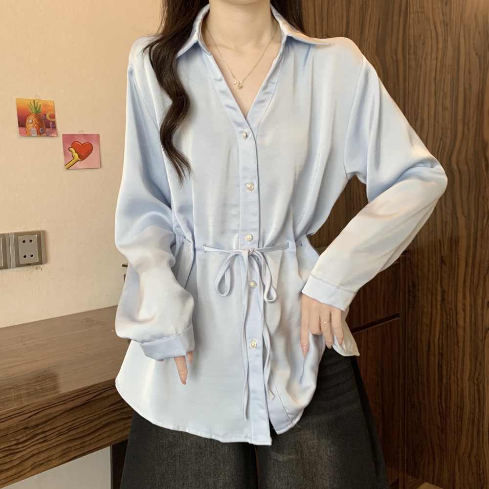 France style pinched waist shirt slim temperament tops