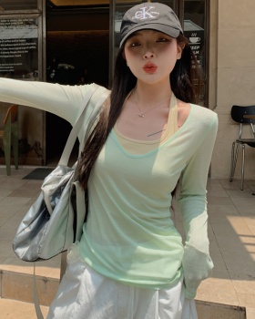 Sunscreen halter T-shirt sling slim vest 2pcs set for women
