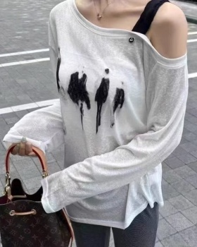 Lazy summer T-shirt show young long sleeve tops for women