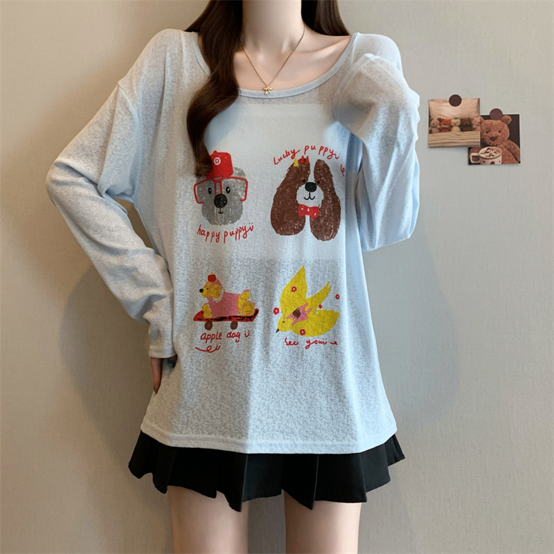 Letters dog long sleeve tops sunscreen all-match smock