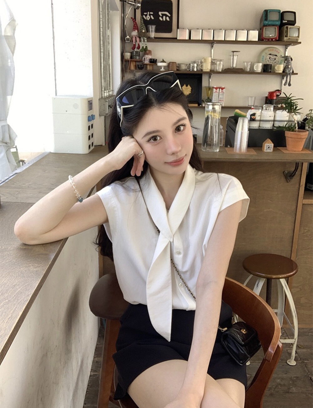 Summer loose tops led white small shirt for women