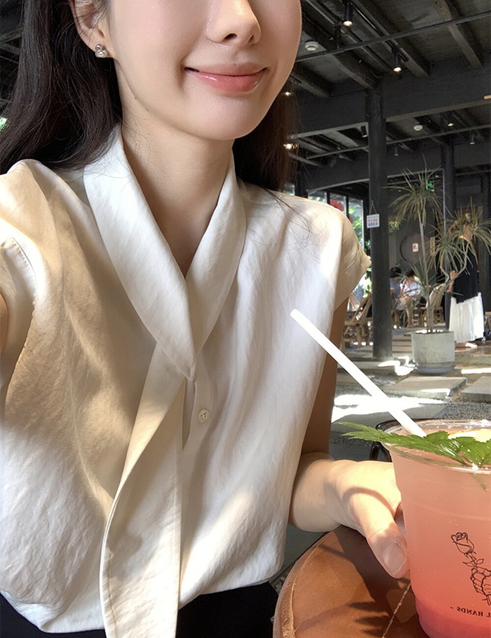 Summer loose tops led white small shirt for women