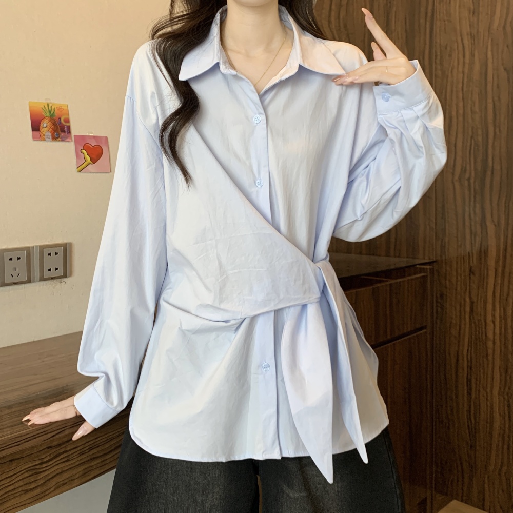 Slim fat bandage tops pinched waist temperament autumn shirt