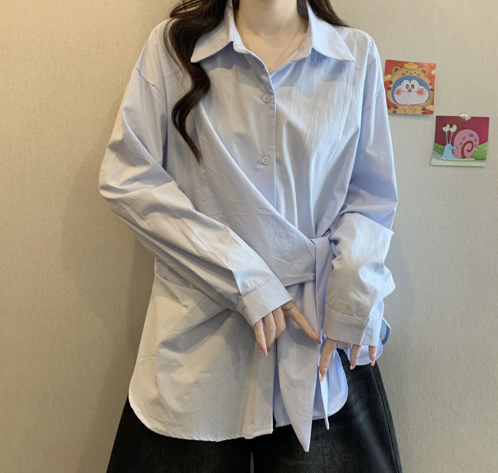 Slim fat bandage tops pinched waist temperament autumn shirt