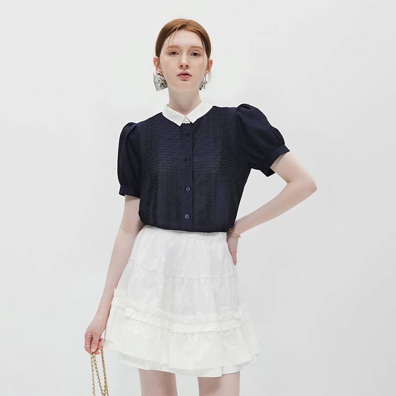 Modern mixed colors summer short sleeve city lapel shirt