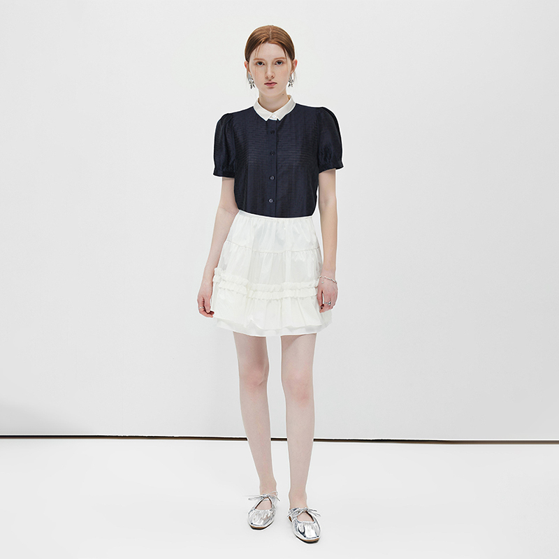 Modern mixed colors summer short sleeve city lapel shirt
