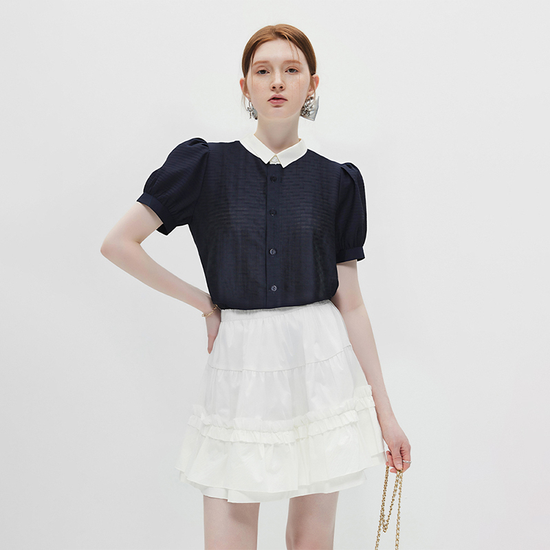 Modern mixed colors summer short sleeve city lapel shirt