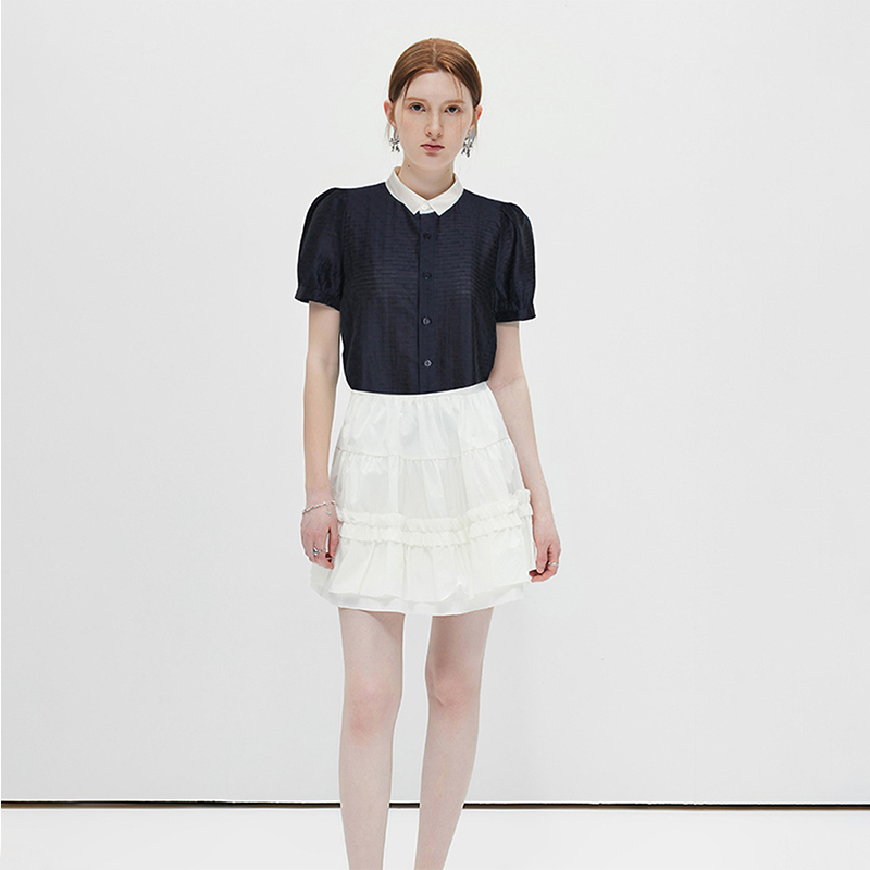 Modern mixed colors summer short sleeve city lapel shirt