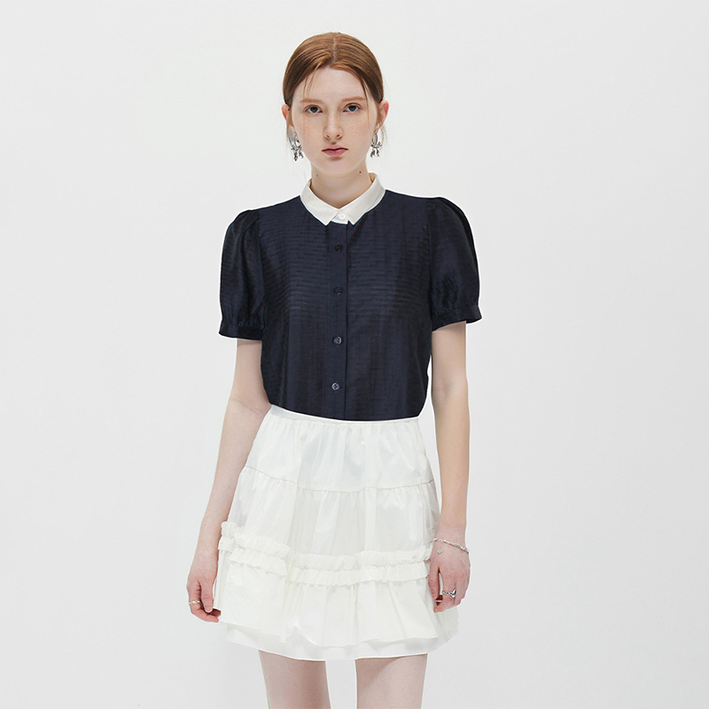 Modern mixed colors summer short sleeve city lapel shirt