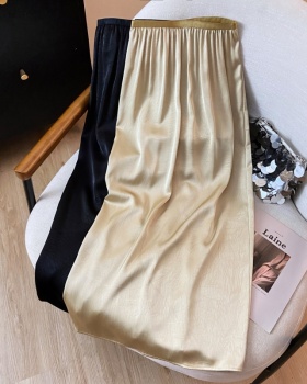 Satin long high waist straight skirt for women
