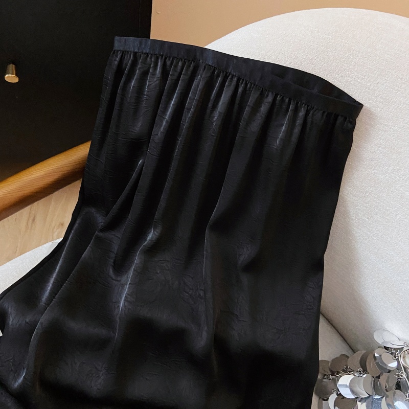 Satin long high waist straight skirt for women