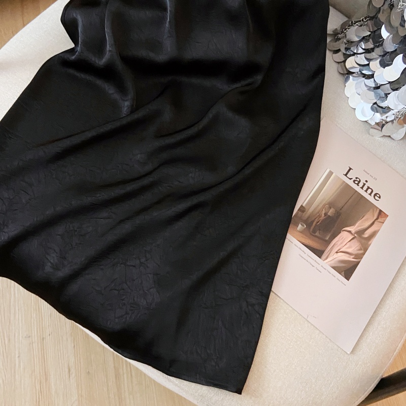 Satin long high waist straight skirt for women
