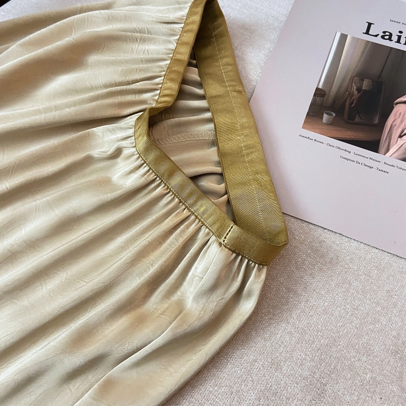 Satin long high waist straight skirt for women