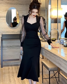 Temperament slim dress Hepburn style France style evening dress