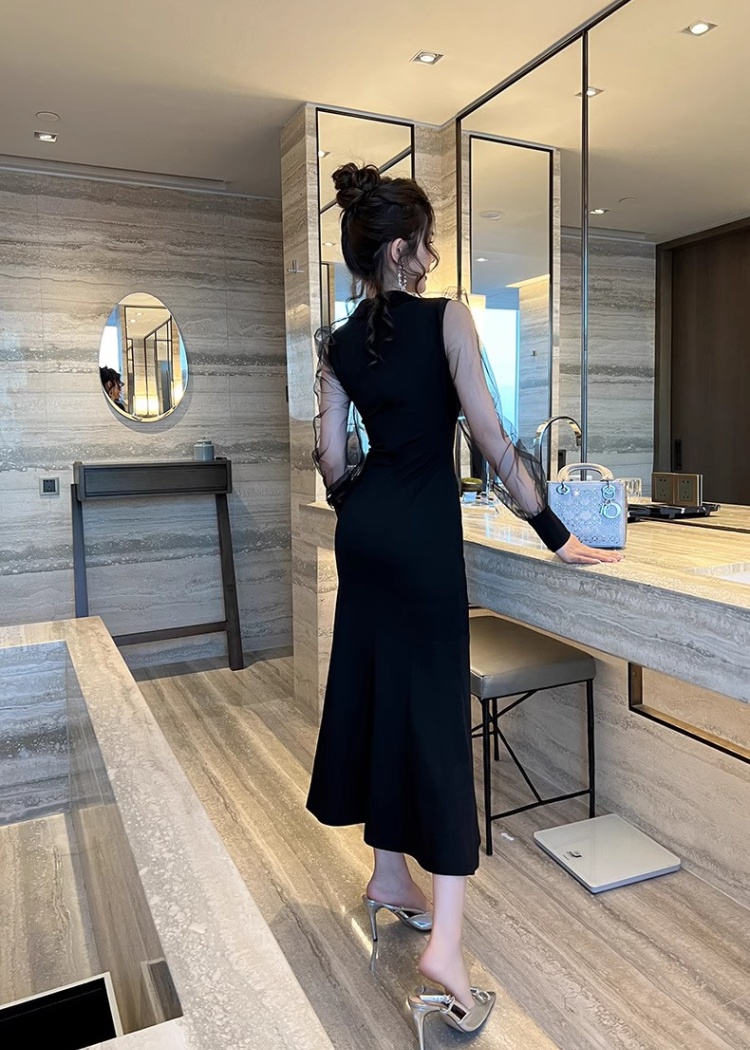 Temperament slim dress Hepburn style France style evening dress