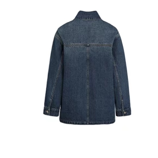 Loose simple Casual denim coat retro autumn lapel tops for women
