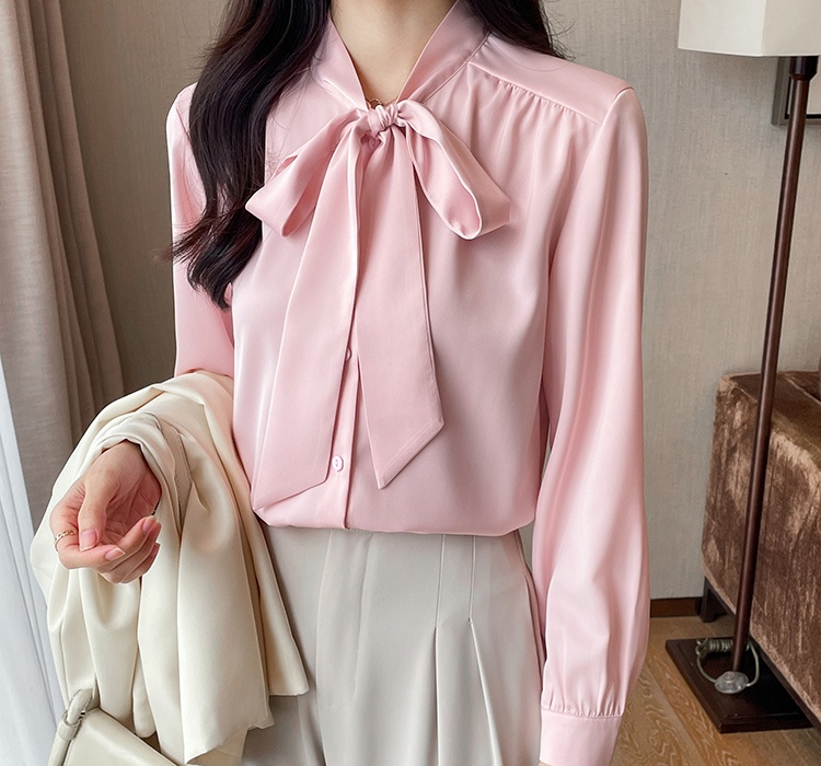 Bow niche France style frenum autumn shirt