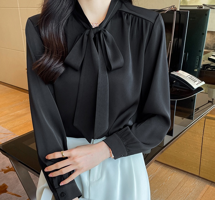 Bow niche France style frenum autumn shirt