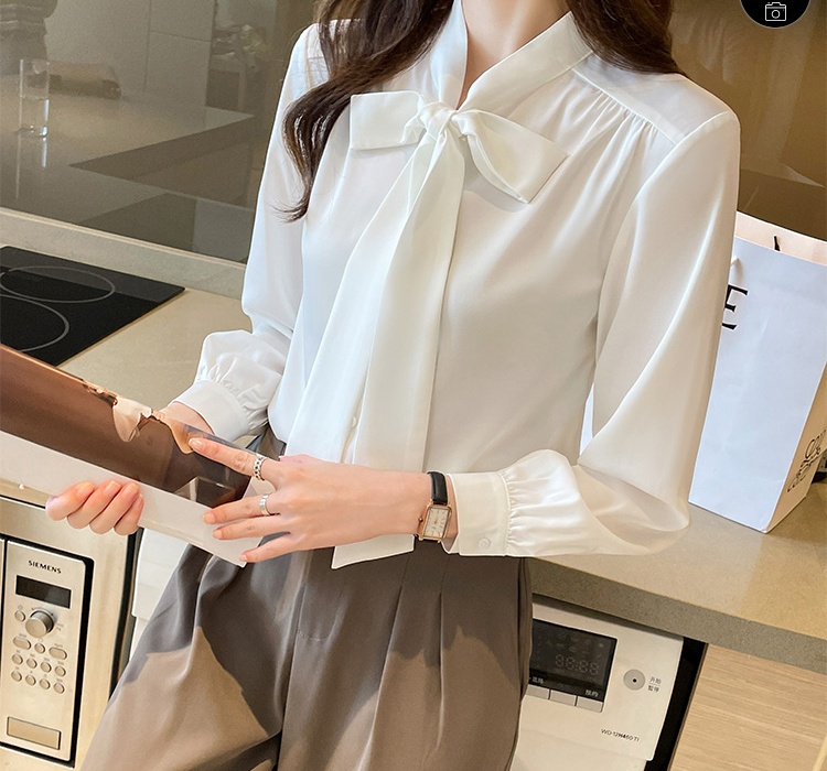 Bow niche France style frenum autumn shirt