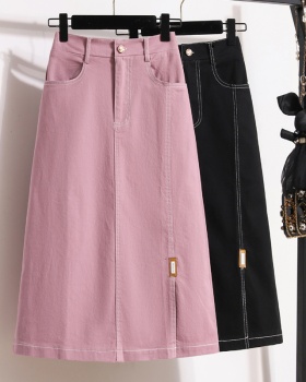 Long summer skirt elasticity fat denim skirt for women