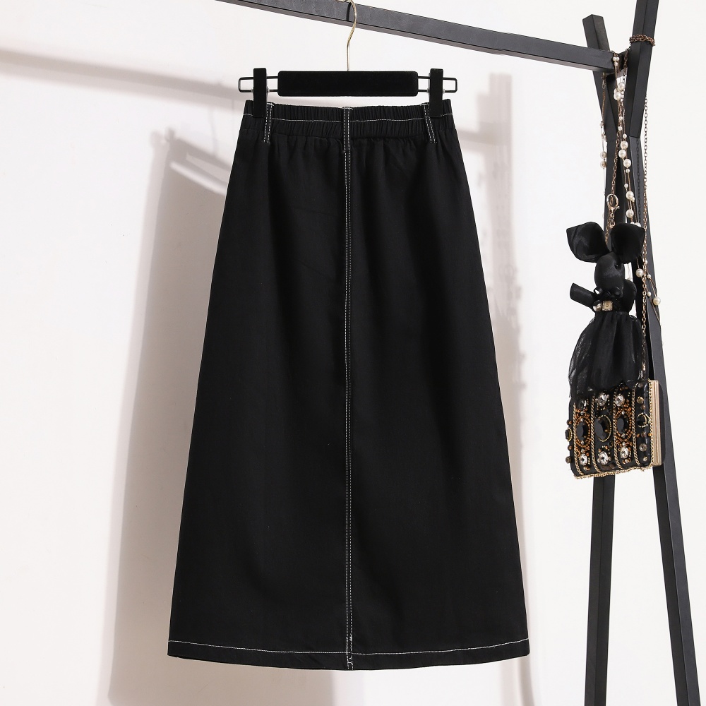 Long summer skirt elasticity fat denim skirt for women